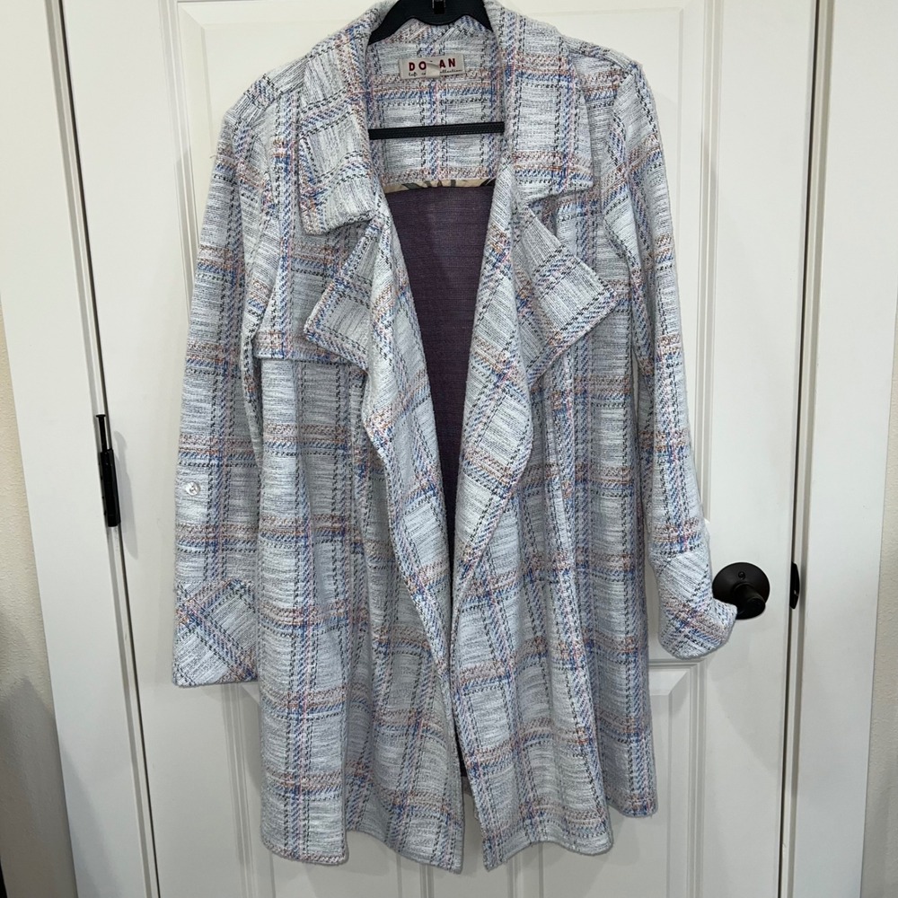 Anthropologie Dolan Left Coast Catrina Plaid Open Front Long Jacket Size Medium‎